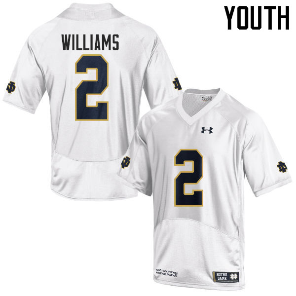 Youth #2 Dexter Williams Notre Dame Fighting Irish College Football Jerseys-White - Click Image to Close